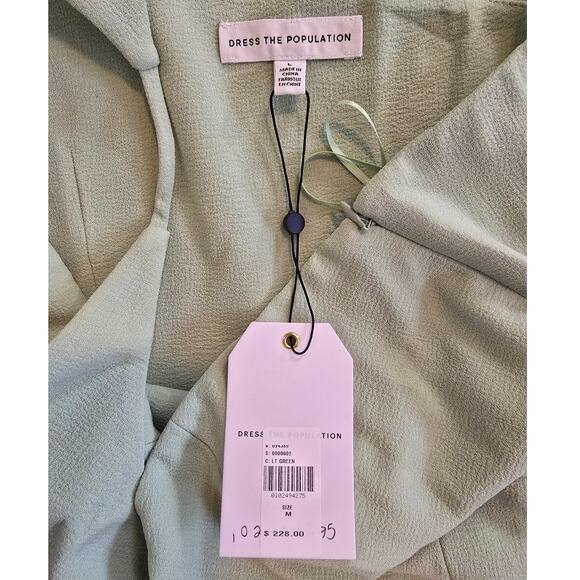 Dress The Population One Shoulder Maxi Dress Sage Green NWT Size L - Picture 3 of 4